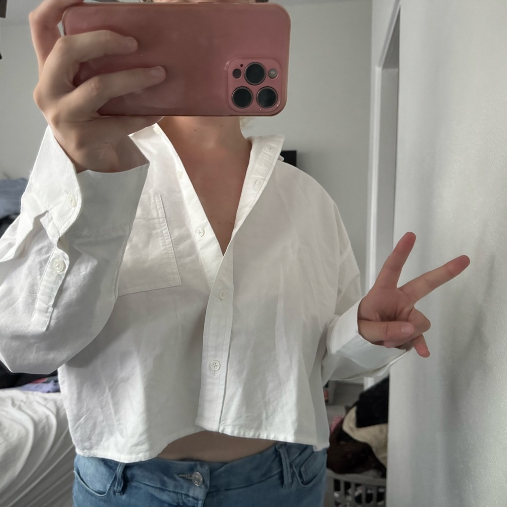 Madewell Oversized White Cropped Shirt